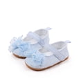 thumbnail image 2 of Tigivemen Infant Baby Girls Mary Jane Flats with Lace Bow Soft Sole Wedding Dress Shoes for Girl Sky Blue Size 3, 2 of 9