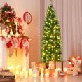 thumbnail image 3 of Gymax 6.5Ft Pre-Lit Pencil Christmas Tree Hinged Artificial Slim Tree w/ LED Lights, 3 of 10