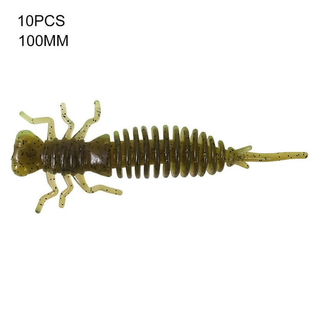 10pcs Simulation Insect Baits Portable Fishing Lures Reusable Soft Fishing Baits 100MM Type R