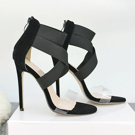 

Women s Shoes Snake Pattern Sandals Fashion Transparent High Heels Large Shoes