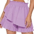 thumbnail image 2 of RYRJJ High Waisted Shorts for Women Flowy Shorts Dressy Casual Summer Ruffle Wrap Pull On Elastic Waist Skirts Skorts Lightweight(Purple,XL), 2 of 7