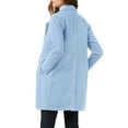 thumbnail image 4 of Allegra K Women's Double Breasted Lapel Raglan Long Sleeve Mid Length Overcoat M Light Blue, 4 of 9