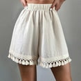 thumbnail image 2 of ShomPort Women's Boho Beach Shorts Summer Fashion High Elastic Waist Tassel Wide Leg Shorts, 2 of 4