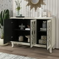 thumbnail image 3 of Kadyn Sideboard with Glass Doors, Accent Storage Cabinet with 3 Door, Sideboard Buffet Cabinet for Hallway, Champagne, 3 of 13