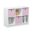 thumbnail image 4 of Furinno Basic 3x2 Bookcase Storage w/Bins, White/Pink, 99940WH/LPI, 4 of 6