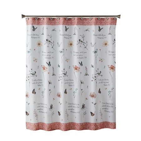 Mainstays Inspire Fabric Shower Curtain, Multicolor, 70