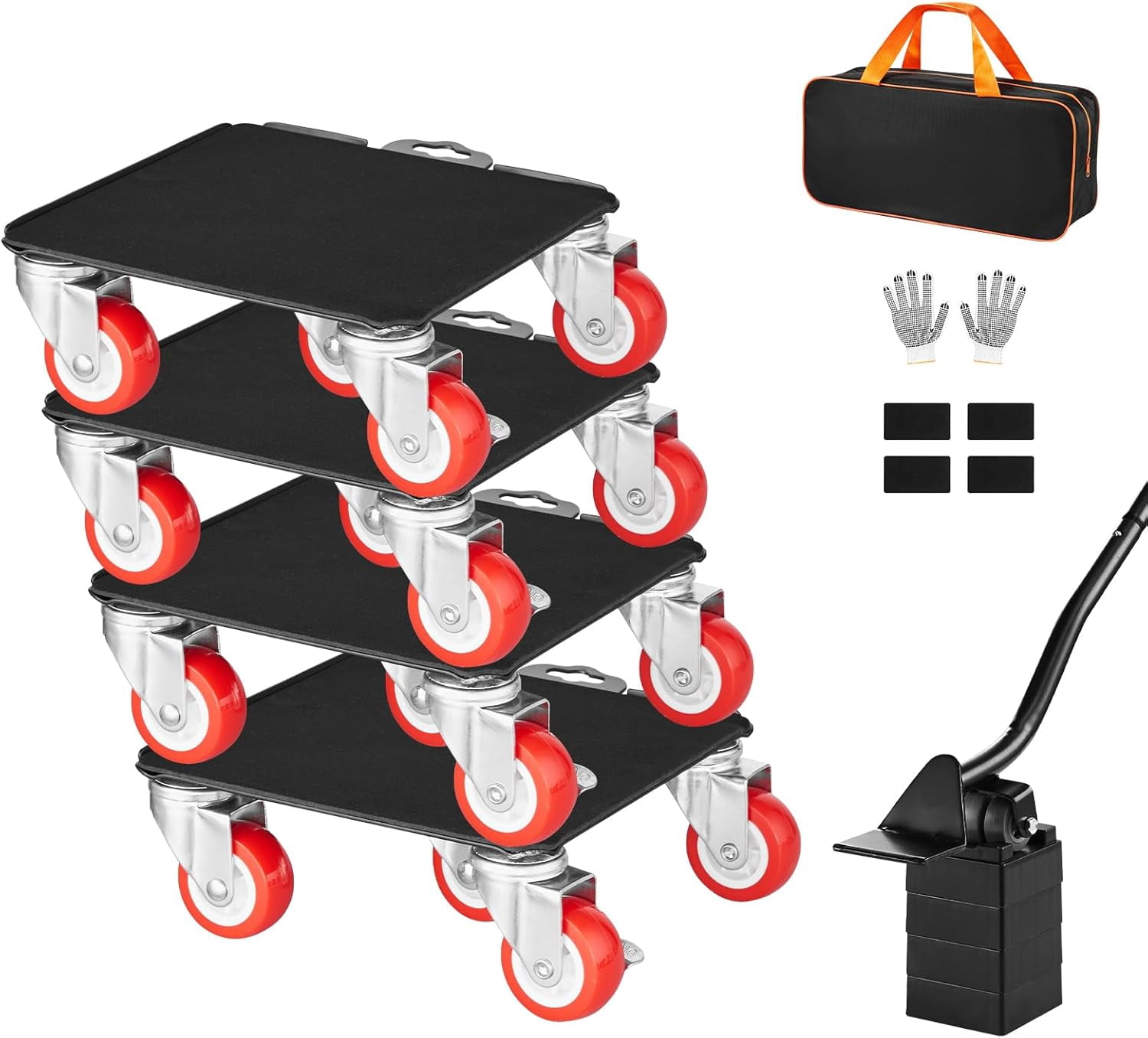 Heavy Duty Furniture Dolly with 5 Wheels - Carbon Steel Mover for Appliances, Sofa, Fridge