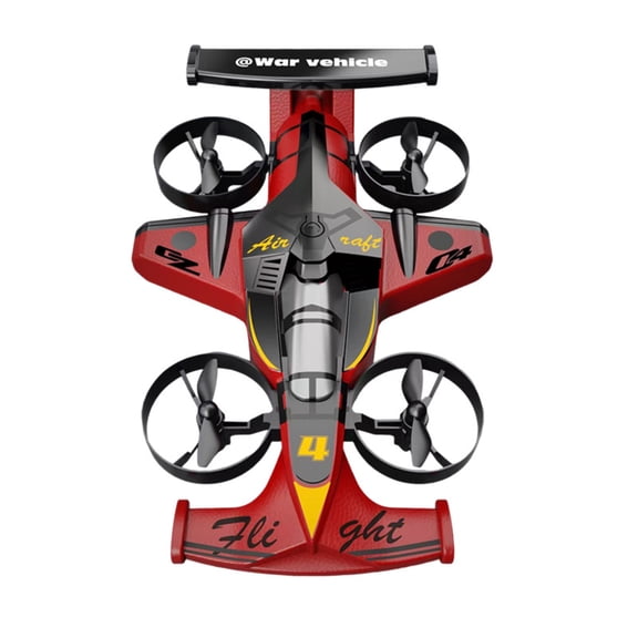 War Vehicle 2-In-1 Land & Air Drone, Red Rc Drift Car & Quadcopter With Remote Controller, 1 Li-Battery, Charging Cable, 4 Spare Propellers, Instruction Manual For &