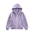 thumbnail image 4 of Lutiedan Zip up Sherpa Jacket for Girls Fuzzy Fleece Hooded Warm Outerwear Lightweight Casual Winter Coat with Pockets Size 5-15,Purple, 4 of 7