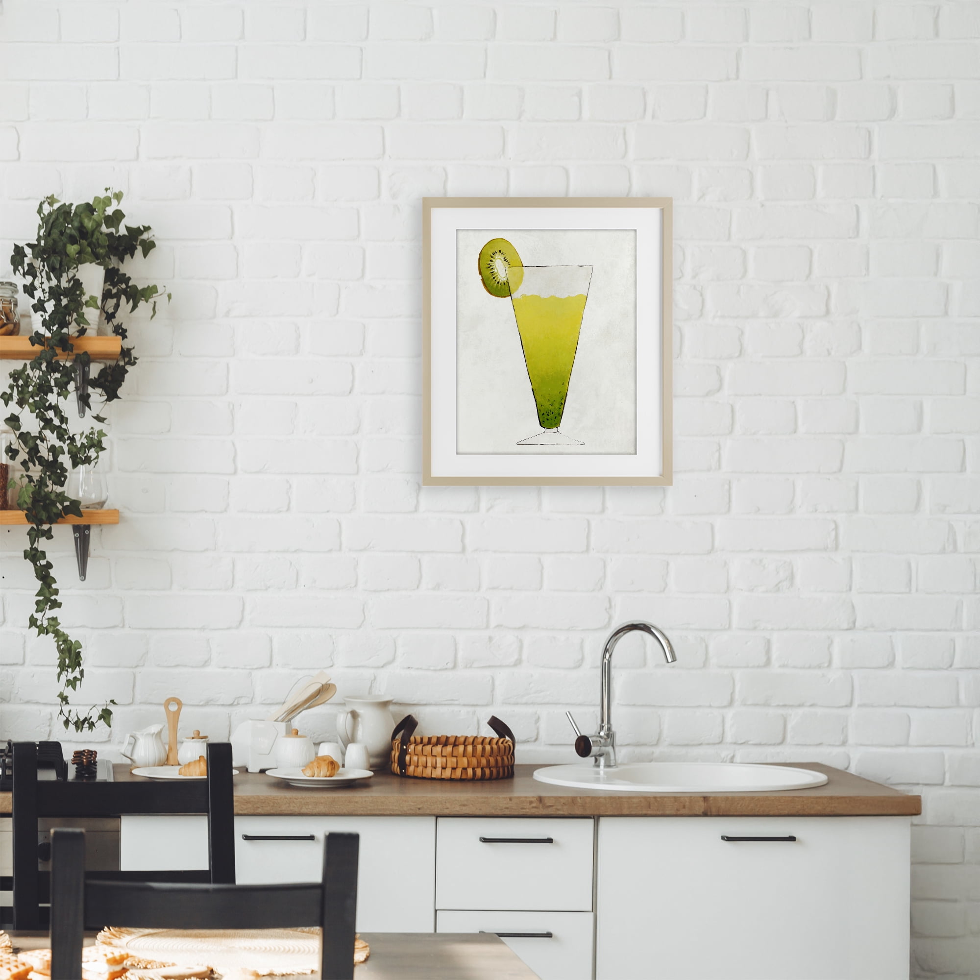 Stupell Industries Summer Cocktail Kiwi Slice Birch Framed Print Under Glass, design by Lorenzo Collective