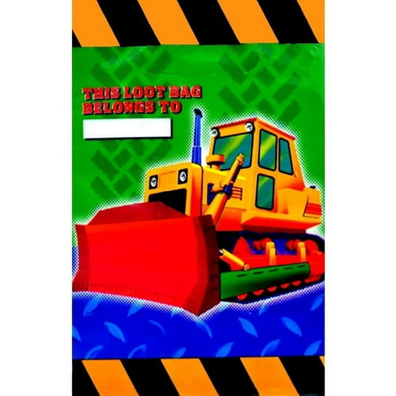 Various Construction Keep on Truckin' Favor Bags, Multicolor, 8 Count