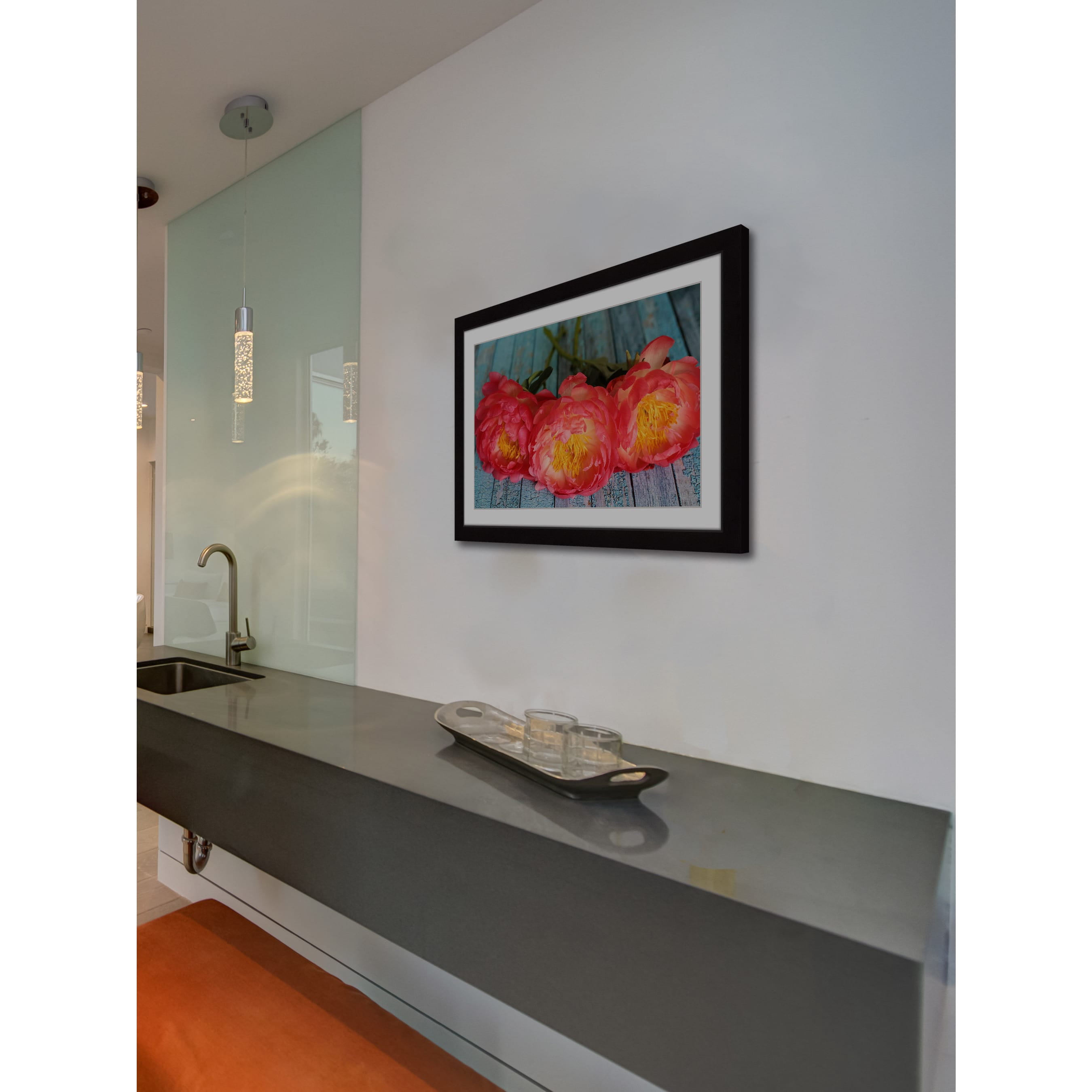 "Coral Peonies" Framed Painting Print