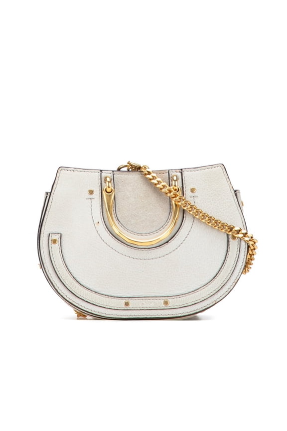 Pre-Owned Chlo Chloe Pixie handbag, chain shoulder bag, 2-way, gray leather and suede, women's