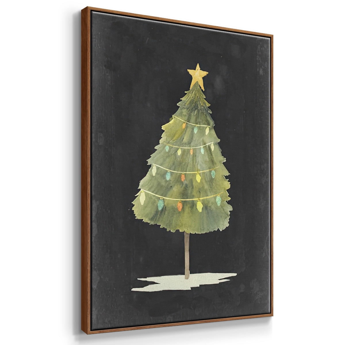 Christmas Glow I - Framed Gallery Wrapped Holiday Canvas - 17 x 25 - Rosewood Frame