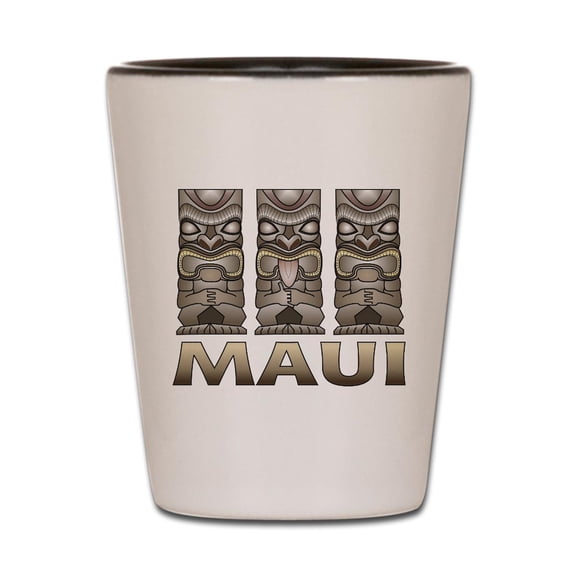 CafePress - Maui TIKI - White/Black Shot Glass, Unique and Funny Shot Glass