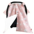 thumbnail image 1 of Infant Car Seat Canopy Pink for Baby Girls, 2 in 1 Carseat Covers for Babies, Soft Minky Plush Backing Baby Car Seat Cover, Nurisng Cover Up for New Mom Pink Peekaboo Opening, 1 of 6