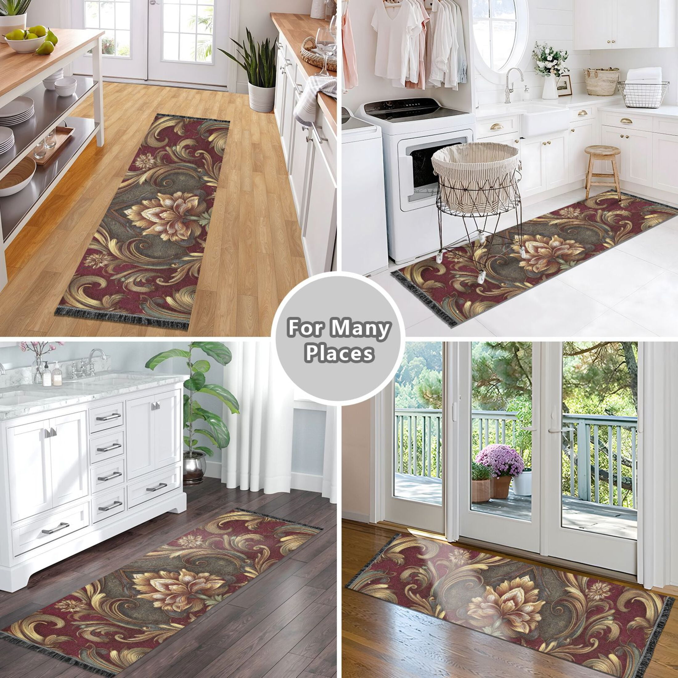 Bedroom Hallway Indoor Outdoor Mat With Rubber Backing Runner Rug Long Luxurious Of Baroque