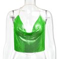 thumbnail image 4 of Sngxgn Lace Tank Top for Women High Neck Camisoles Double-Layered Crop Top(Green,XS), 4 of 4