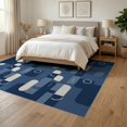 thumbnail image 3 of ODIKA 6'x9' Navy Blue Geometric Tufted Washable Area Rug Modern Abstract With Clean Lines And Contemporary Style for Dining Room, Under Table, Office Décor, Non-Slip Chair-Friendly, 3 of 7
