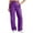 Purple, variant on Faux Leather Pants for Women Straight Leg Solid Color Botton Zip Trousers Wide Leg PU Pants with Pockets Size S to 2XL