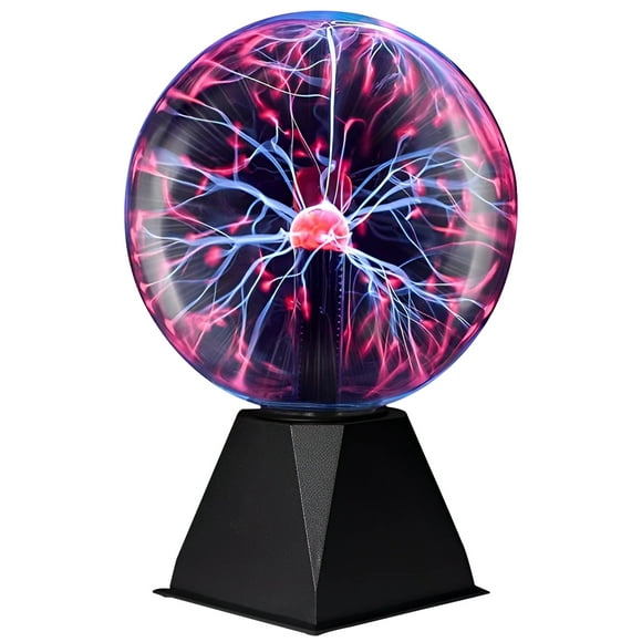 Plasma Ball Light 4/6inch Glass Plasma Ball Lamp Voice Control Electrostatic Sphere Flashing Light USB Magic Ball Thunder Night Light Touch and Sound Sensitive Ball Lamp for Office