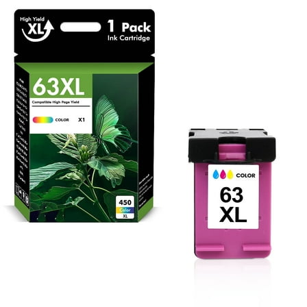 63 63XL Ink Cartridges Compatible for HP 63XL 63 HP63 3830 1 Pack Tri-color Ink for Envy 4510 4520 OfficeJet 4650 4655 3830 5255 5258 Deskjet 3630 3632 1112 2132 2130 Printer