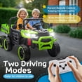 thumbnail image 3 of Arnahaishe 24V Two-seater Ride On Toys, 4WD 6X6 Electric Dump Truck with Remote Control, Music and Bluetooth for Kids 2-6, Green, 3 of 11