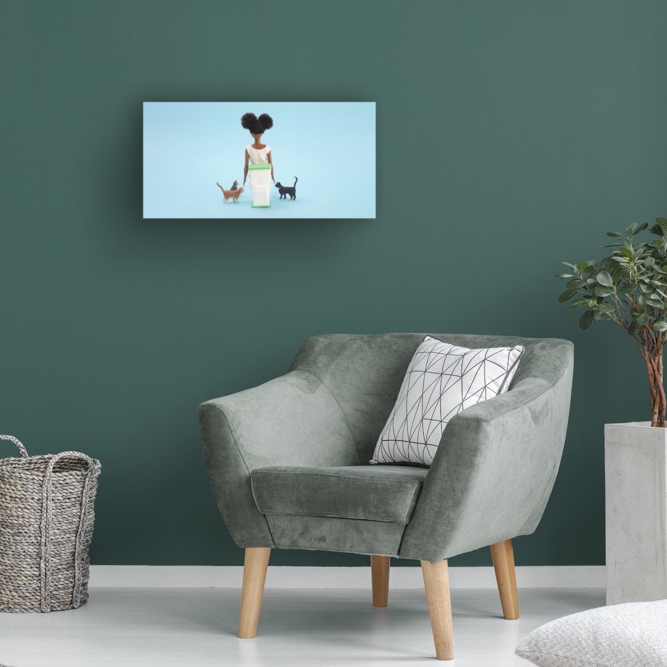 Canvas Wall Art - Julia Ramiro 'Cagar Con Gatos Taza' Wall Art for Living Room, Bedroom, or Office Décor by Trademark Fine Art - 32 x 16 Inches
