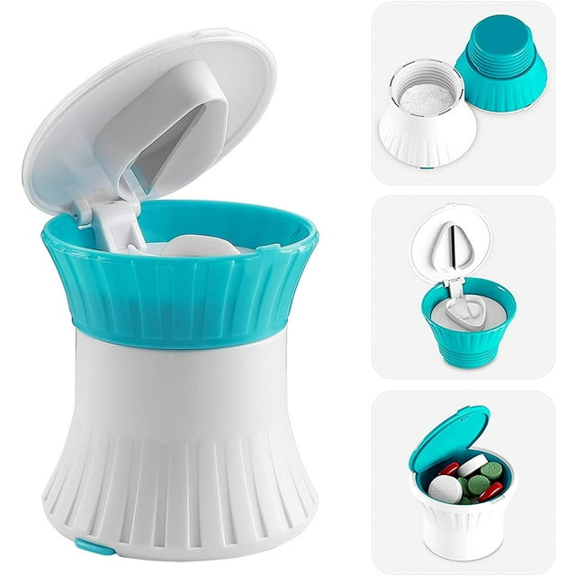Jinsinto Pill Boxes 3 in 1 Pill Cutter Pill Box with Crusher Multifunctional Portable Removable Organizer Tablet Splitter