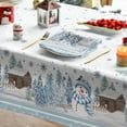thumbnail image 4 of Horaldaily Christmas Tablecloth 60×60 Inch Square, Blue Snowman Pine Snow Washable Table Cover for Party Picnic Dinner Decor, 4 of 6