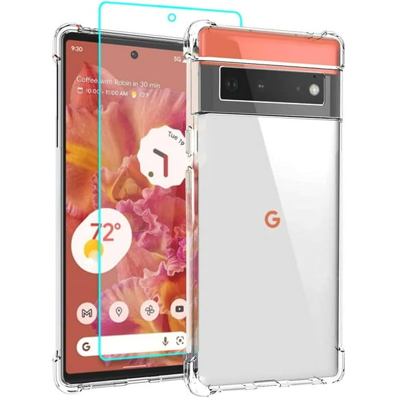 SuperShield Pixel 4a Case, Google Pixel 4a Case with Screen Protector, Shockproof Crystal Clear Slim Soft Silicone TPU Protective Phone Cover for Google Pixel 4a