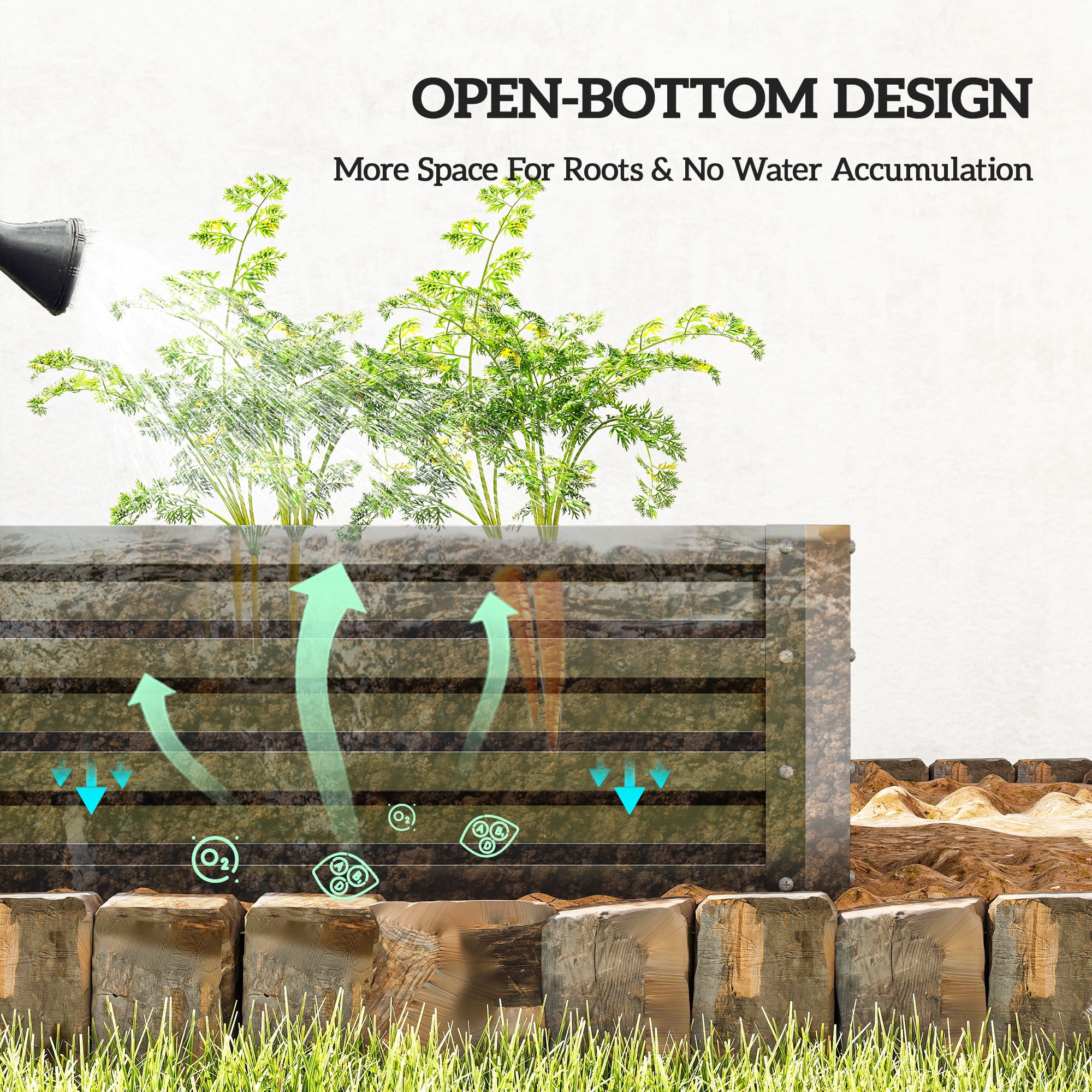 Outsunny 4' x 2' x 1' Galvanized Raised Garden Bed Planter Raised Bed with Steel Frame for Vegetables, Flowers, Plants and Herbs, Gray