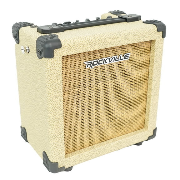 Rockville G-CHARGE 20 BEIGE Rechargeable Guitar Amplifier Spring Reverb Mic Input