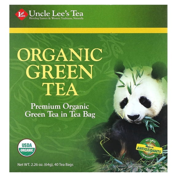 Uncle Lee's Organic Green Tea Bags - Low Caffeine, Certified Organic, Individually Wrapped