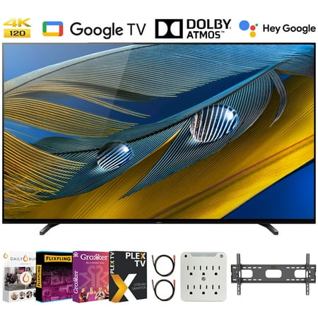 Sony BRAVIA XR A80J 55 Inch 4K HDR OLED 2021 Smart TV Bundle with Complete Mounting and Premiere Movies Streaming Kit for A80J Series (KD55A80J)