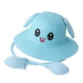 thumbnail image 1 of Sombrero de paja Sunnimix Con Orejas de conejo Sombrero de ala Ancha para niños azul, 1 of 8