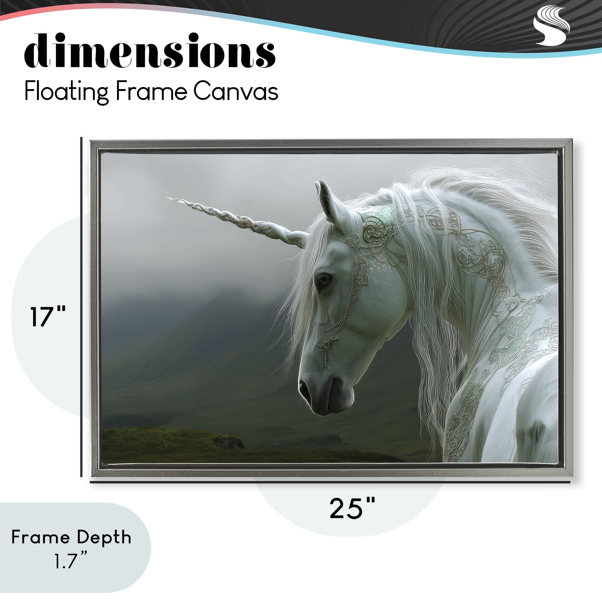 Stupell Industries Dreamy Celtic Unicorn Gray Framed Floater Canvas Wall Art, design by The Wands Want