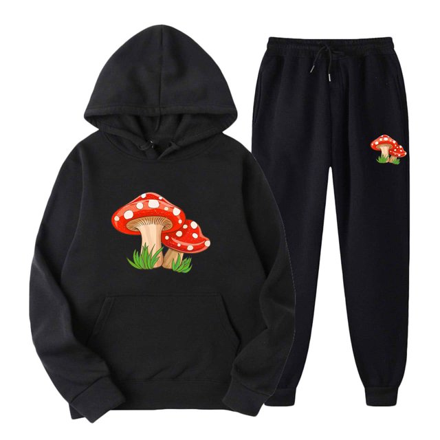 Ensemble de Survêtement Décontracté pour Hommes à Capuche avec Imprimé Sportif, Manches Longues et Pantalon