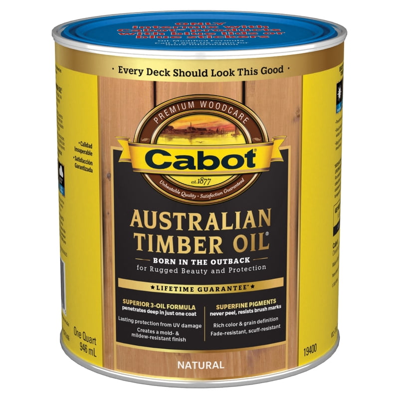 sikkerhed skæg Auckland Cabot Australian Timber Oil Exterior Natural 1 Qt Case of 4 - Walmart.com
