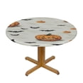 thumbnail image 3 of HAOXIT Halloween Tablecloth Round Halloween Decor Ghost Pumpkin Table Cloth Washable Polyester Table Cover for Halloween Holiday Party Dinner Home Decor 31-35, 3 of 8