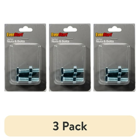 (3 pack) Everstart 923-2W Top Post Replacement Bolts and Nuts, Plated Steel