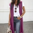 thumbnail image 2 of Aboser Long Vest Jackets for Women Trendy Sleeveless Cardigan Lightweight Open Front Cardigans Solid Color Casual Blouses Loose Fit Vests, 2 of 7