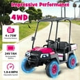 thumbnail image 7 of Infans 24V 7AH Kids Golf Cart 4WD 2 Seater Ride on Car w/ Sun Shade & Storage Trunk Pink, 7 of 7