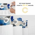 thumbnail image 2 of Blue Flower No Hooks Shower Curtain with Snap-in Liner Watercolor Gradient Blue White Floral Grey Leaf Linen Texture Shower Curtains for Bathroom, Waterproof, Easy Install, Washable 54"x78", 2 of 9