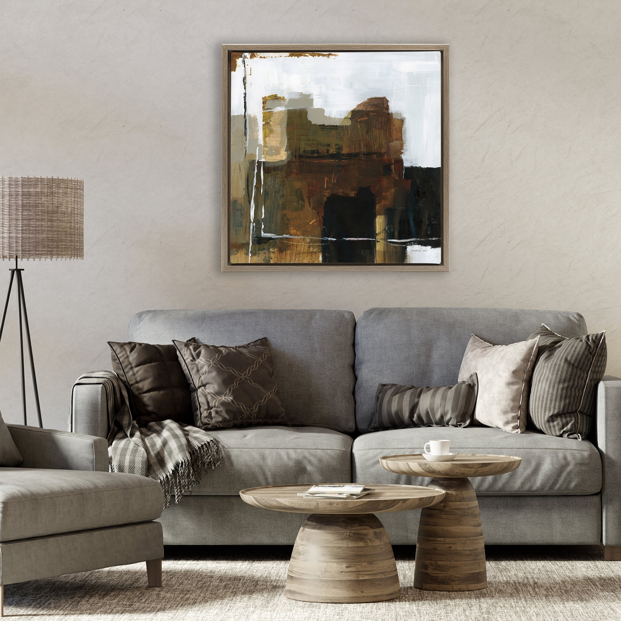 Stupell Industries Natural Abstract Earth Tones Brown Framed Floater Canvas Wall Art, design by Danhui Nai
