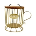 thumbnail image 3 of Luzkey Coffee Pod Holder Cup Storage Rustic Round Modern with Wooden Lid Cage Storage Basket for Restaurant Bar Countertop Kitchen L, 3 of 8