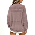 thumbnail image 5 of Vinsonshop V Neck Pointelle Sweaters for Women Casual Long Sleeve Lightweight Knit Pullover Slouchy Tops Light Violet XL, 5 of 6