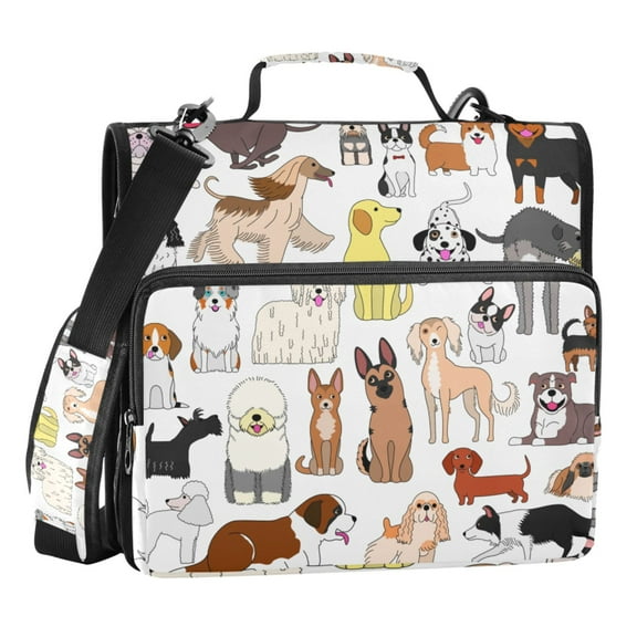 ALAZA Zipper Binder Various Cute Dogs 3 Ring Trapper Keeper File Folder Organizer Bag