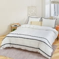 thumbnail image 3 of Move Over White Black Pom Poms Bedding Set Solid Color Pattern White Macrame Black Ball Duvet Cover Set King No Filling, 3 of 8