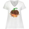 thumbnail image 3 of Inktastic Cheetah Print Pretty Pumpkin with Fall Leaves Women's Plus Size V-Neck T-Shirt, 3 of 5